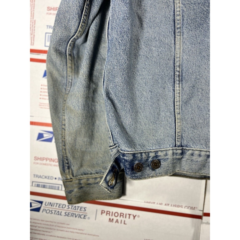 Vintage 90s Levis Denim Mens Sz Med Blue Jean Trucker Jacket Made In USA - Picture 9 of 12